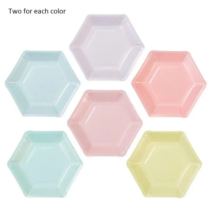 12Pcs/Set Six Color Disposable Paper Plates Tableware Hexagon Paper Tray Decor for Birthday Christmas Wedding Party Supplies
12Pcs/Set Six Color Disposable Paper Plates Tableware Hexagon Paper Tray Decor for Birthday Christmas Wedding Party Supplies