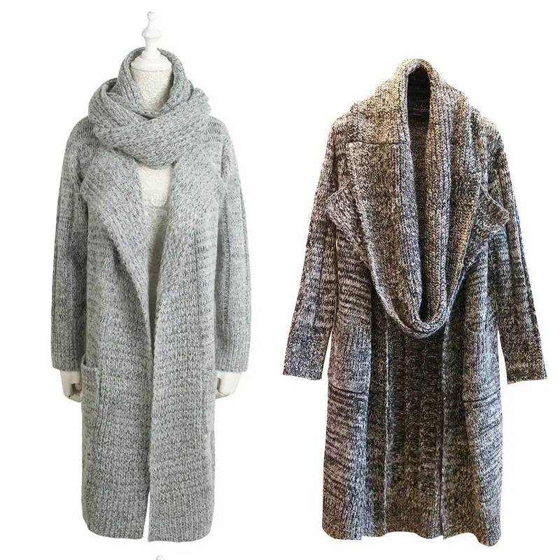 Scarf Collar Extra-long Sweater Cardigan Ladies Thick Solid Color Simple Soft Sweater Cardigan Korean Version Autumn Winter New
Scarf Collar Extra-long Sweater Cardigan Ladies Thick Solid Color Simple Soft Sweater Cardigan Korean Version Autumn Winter New