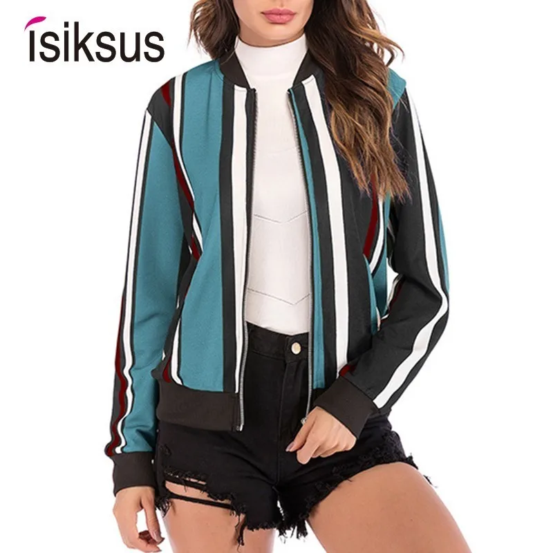 Isiksus Striped Spring Bomber Jacket Women Long Sleeve Autumn baseball Coats Streetwear Casual Zip Basic Jackets for Women WJ013
Isiksus Striped Spring Bomber Jacket Women Long Sleeve Autumn baseball Coats Streetwear Casual Zip Basic Jackets for Women WJ013