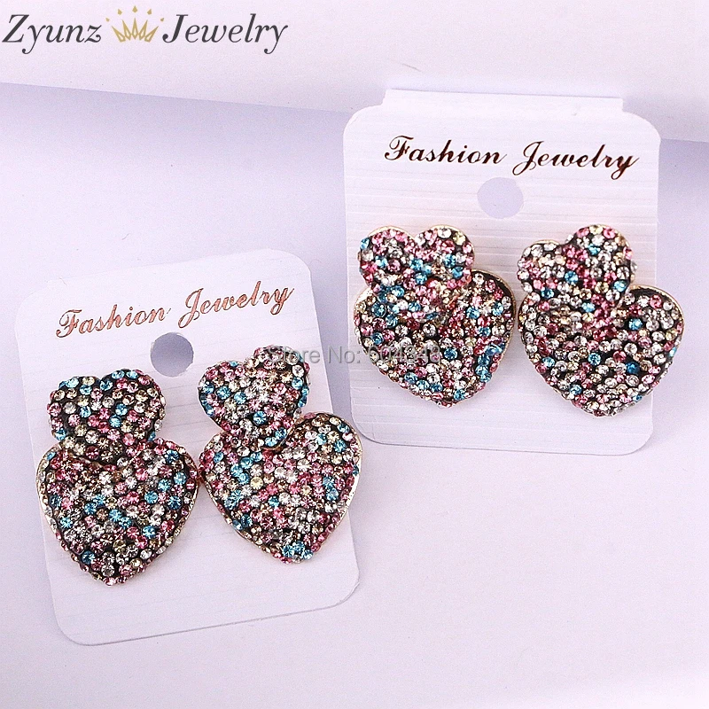 5Pairs ZYZ335-6613 New Arrival double Heart Dangle Earrings Rainbow Crystal Rhinestone Statement Earrings For Women
5Pairs ZYZ335-6613 New Arrival double Heart Dangle Earrings Rainbow Crystal Rhinestone Statement Earrings For Women