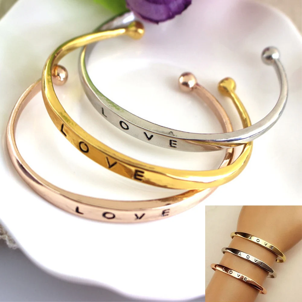 1PC Fashion Gold Silver Color Love Letter Bracelets Cuff Bangle Bracelet Simple Zinc Alloy Bracelets for Women Jewelry Gift
1PC Fashion Gold Silver Color Love Letter Bracelets Cuff Bangle Bracelet Simple Zinc Alloy Bracelets for Women Jewelry Gift
