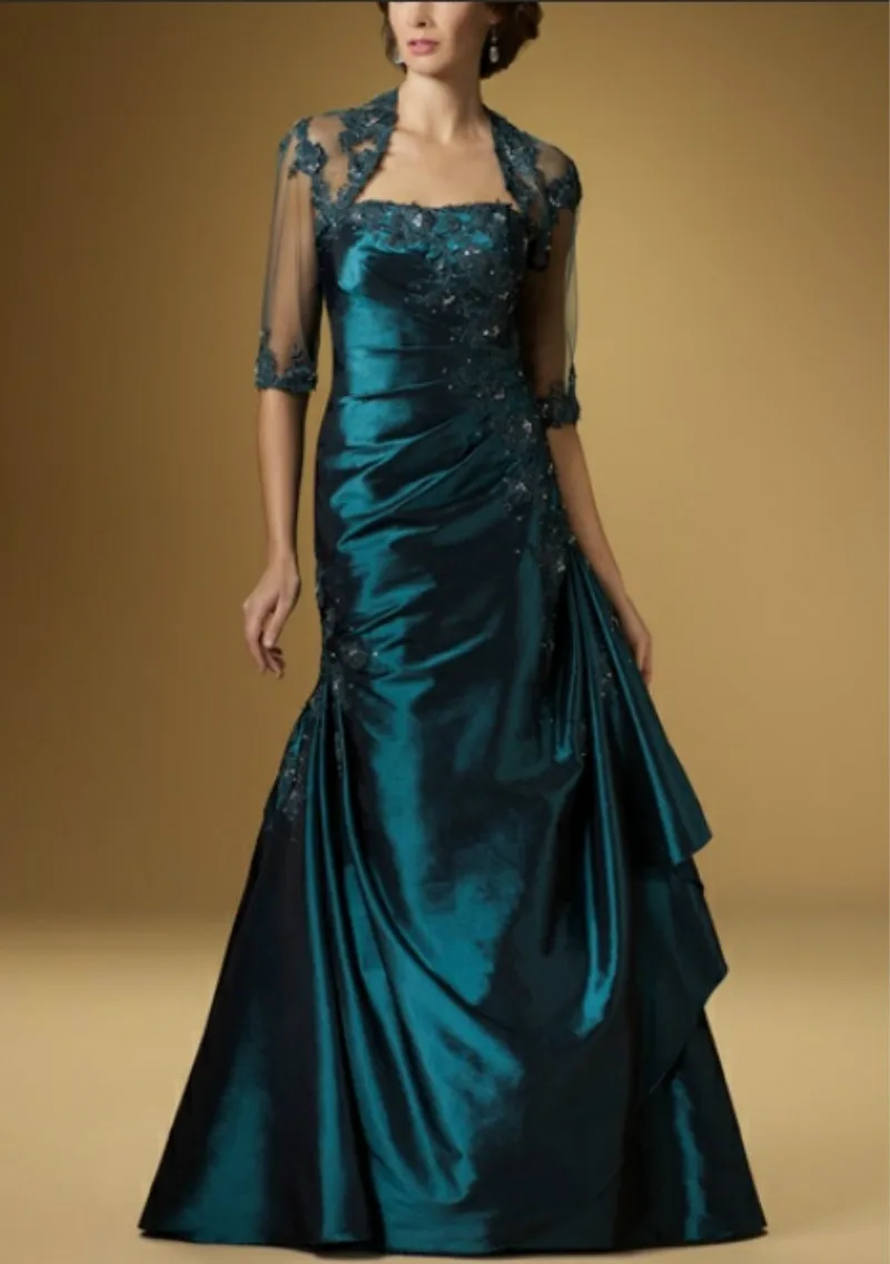 A-line Elegant Beaded Lace Appliqued Half Sleeves Mother of the Bride/Groom Dresses Long Outfits Green Mother Dress with Jacket
A-line Elegant Beaded Lace Appliqued Half Sleeves Mother of the Bride/Groom Dresses Long Outfits Green Mother Dress with Jacket