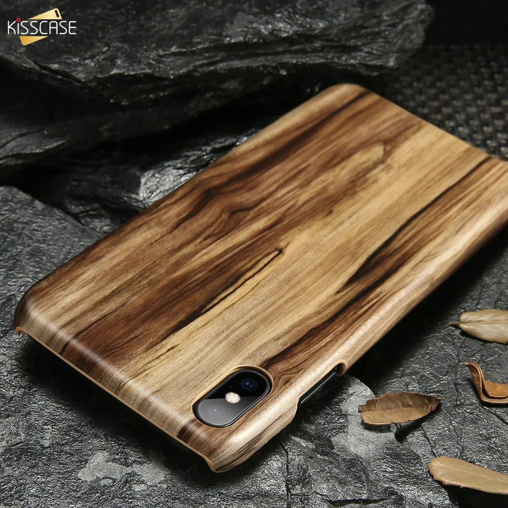 KISSCASE Wood Case For iPhone X XS MAX XR 8 7 6 6s Plus 5 5s Genuine Natural Wooden + Soft Silicone Back Cover Phone Cases |
