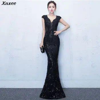 Xnxee High Quality Women Elegant Black Sequined Short Sleeve V-Neck Long Mermaid Party Dress Xnxee
Xnxee High Quality Women Elegant Black Sequined Short Sleeve V-Neck Long Mermaid Party Dress Xnxee