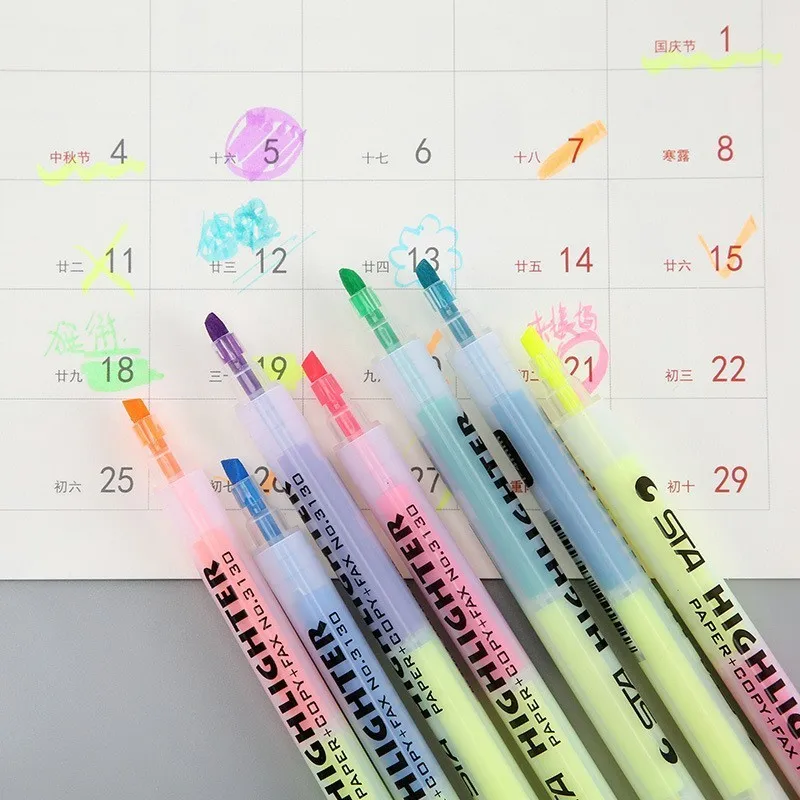 1 PC Colorful Double Headed Highlighter Pens STA Mild Milk Liner Pen Art Markers For Drawing Painting School Stationary 04415
1 PC Colorful Double Headed Highlighter Pens STA Mild Milk Liner Pen Art Markers For Drawing Painting School Stationary 04415