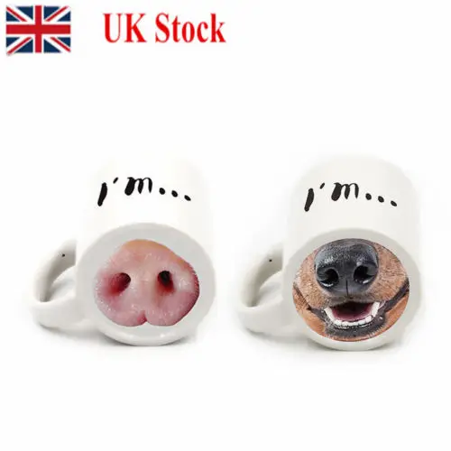 

Funny Dog Pig Nose Printed Tea Coffee Cup Ceramic Mug Gift Kitchen Drink Cup UK