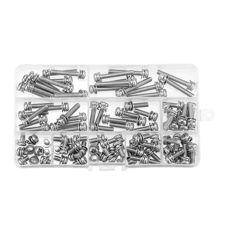 100Pcs M5 Stainless Steel 8-35mm Phillips Pan Head Machine Screw Washer Bolt Asortment For Quadcopter Home Repairing New | Обустройство