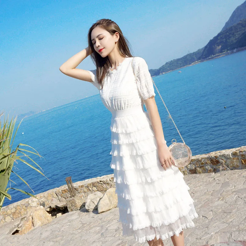 summer women's knee over white cake dress long new retro party chic short-sleeved dress female A-line long dress
summer women's knee over white cake dress long new retro party chic short-sleeved dress female A-line long dress