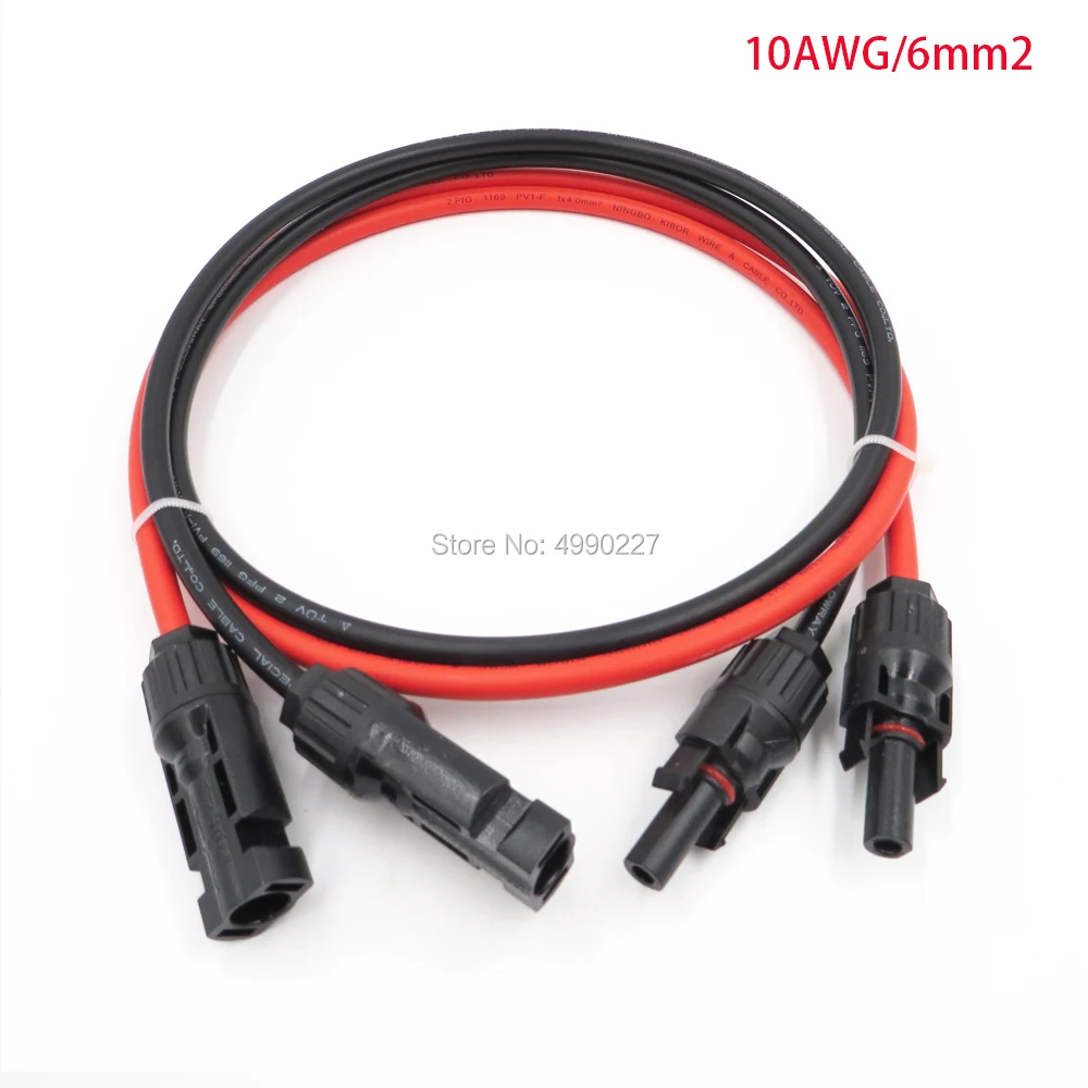 6mm2/10AWG 1 meter extend cable 2 pairs x MC4 Connector male female Extension Connect branch red black parallel Series
6mm2/10AWG 1 meter extend cable 2 pairs x MC4 Connector male female Extension Connect branch red black parallel Series