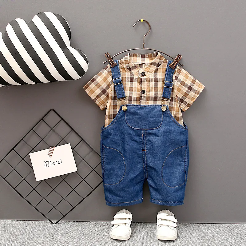 Summer Baby Boy Fashion Clothes Toddler Cotton Plaid T Shirt Bib Shorts 2pcs/set Infant Costume Kids Children Casual Sport Suits
Summer Baby Boy Fashion Clothes Toddler Cotton Plaid T Shirt Bib Shorts 2pcs/set Infant Costume Kids Children Casual Sport Suits