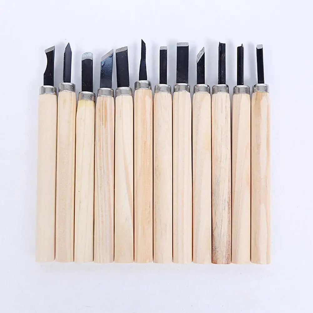 

LanLan 6/10/12 pcs/set woodworking DIY Tools Hand Wood Carving Chisels Blade Tool work Basic detailed Woodcut Working Clay Wax