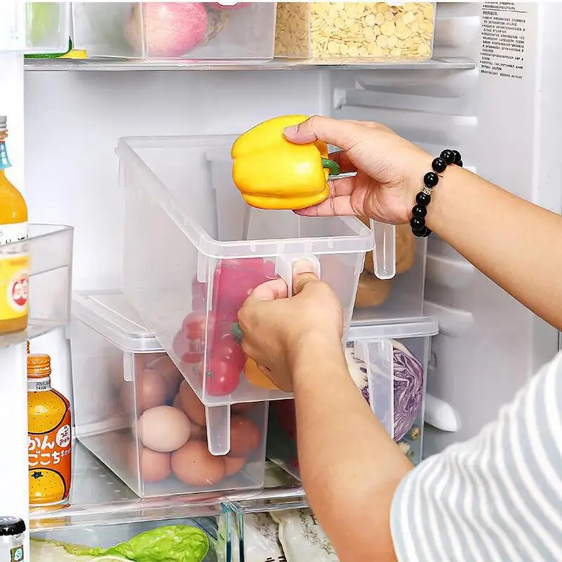 Refrigerator Storage Box Transparent Plastic Box Kitchen Fruit Eggs Cereal Storage Box Refrigerated Box With Lid And Handle
Refrigerator Storage Box Transparent Plastic Box Kitchen Fruit Eggs Cereal Storage Box Refrigerated Box With Lid And Handle