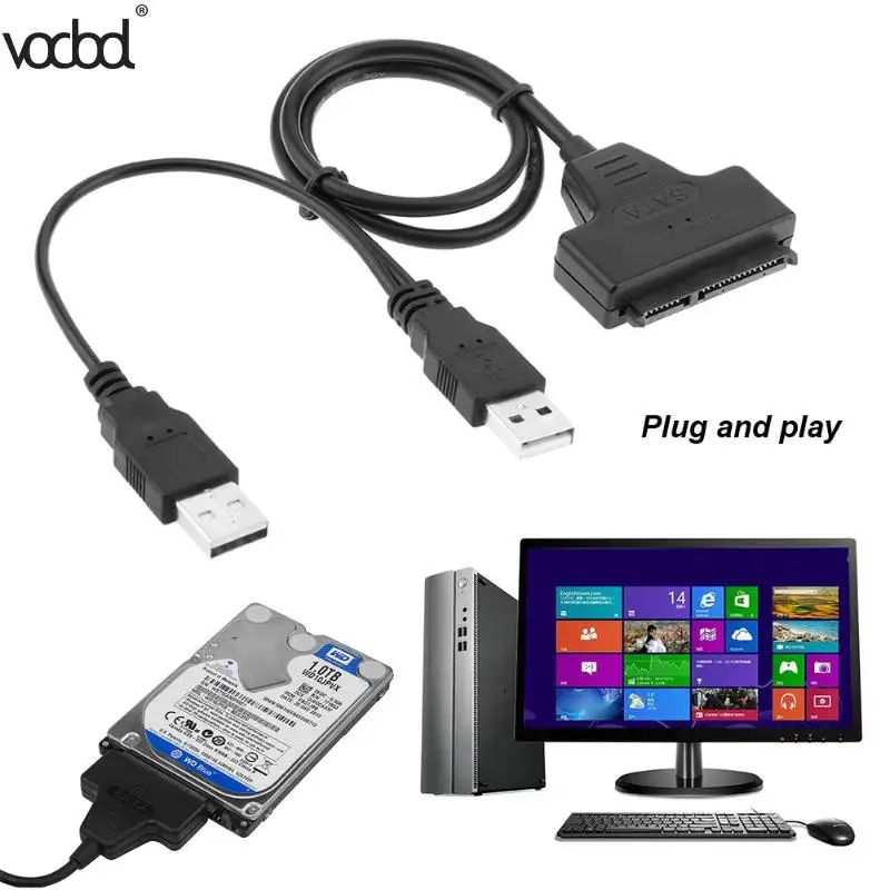VODOOL Sata To USB 2.0 SATA Adapter Converter Cable for 2.5inch HDD Laptop Hard Disk Drive Sata To USB Hard Drive Adapter
VODOOL Sata To USB 2.0 SATA Adapter Converter Cable for 2.5inch HDD Laptop Hard Disk Drive Sata To USB Hard Drive Adapter