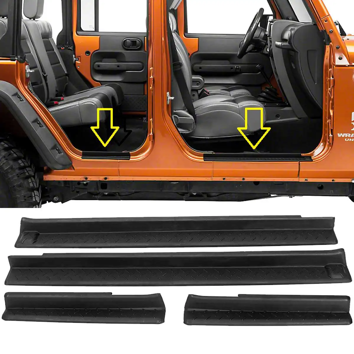 4Pcs/Set Black ABS Door Entry Protectors Sill Strip Scuff Plate Step Guards Protector For Jeep for Wrangler 2007 - 2017
4Pcs/Set Black ABS Door Entry Protectors Sill Strip Scuff Plate Step Guards Protector For Jeep for Wrangler 2007 - 2017