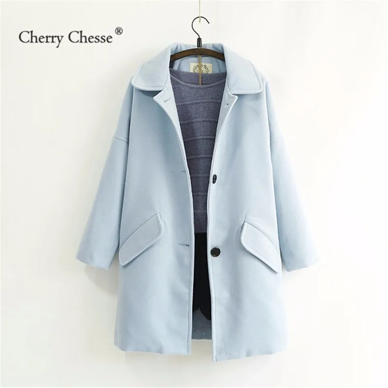 Фото Cherry Chesse Harajuku для женщин пуговица пальто отложной воротник Топы - купить
