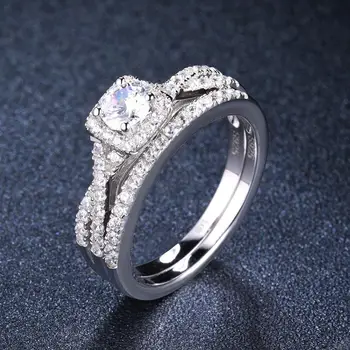 2pcs Diamond Wedding Ring Sets Solid 925 Sterling Silver Round Cubic Zirconia Engagement Rings For Women Bridal Proposal Gift
2pcs Diamond Wedding Ring Sets Solid 925 Sterling Silver Round Cubic Zirconia Engagement Rings For Women Bridal Proposal Gift