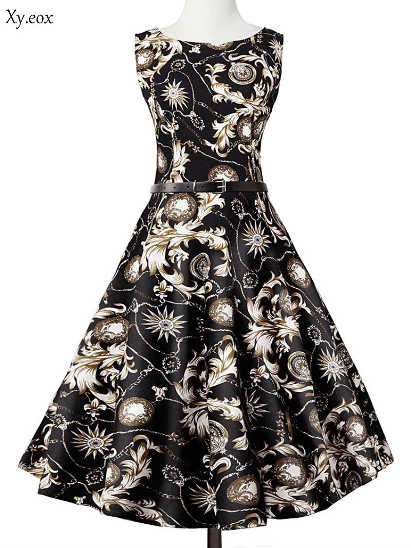 Women's Vintage Black Silver Flower Fashion Vintage Hepburn Style Puffy Dress Include Belt
Women's Vintage Black Silver Flower Fashion Vintage Hepburn Style Puffy Dress Include Belt