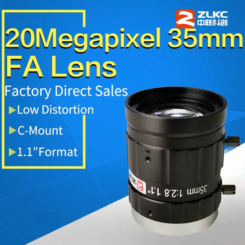 20Mega Pixel 35mm 1.1" F2.8 ITS/FA Low Distortion lens fixed focal length C Mount Industrial camera manual Iris CCTV Lens
20Mega Pixel 35mm 1.1" F2.8 ITS/FA Low Distortion lens fixed focal length C Mount Industrial camera manual Iris CCTV Lens