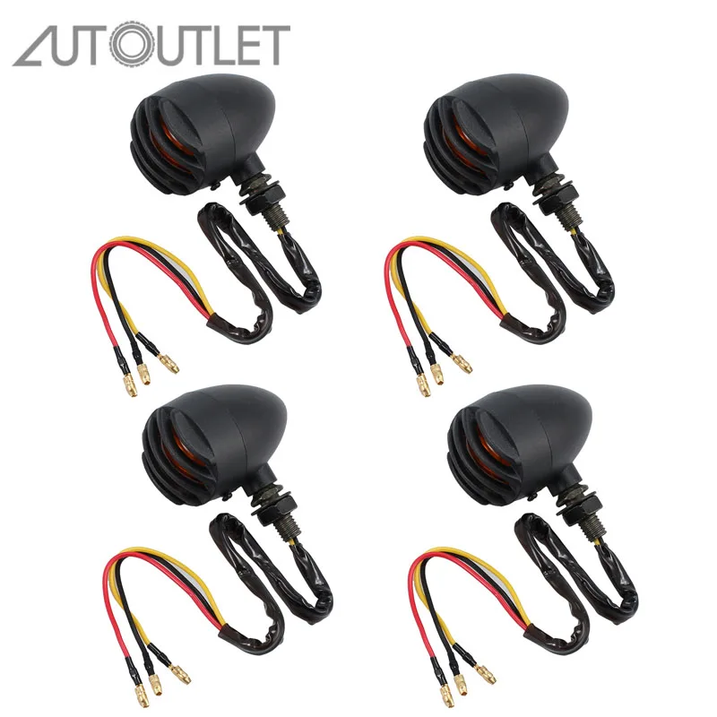 AUTOUTLET 4Pcs Motorcycle Retro Black Grill Bullet Amber Bulb Motorcycle LED Turn Signal Indicator Light for Ha-rley Honda
AUTOUTLET 4Pcs Motorcycle Retro Black Grill Bullet Amber Bulb Motorcycle LED Turn Signal Indicator Light for Ha-rley Honda
