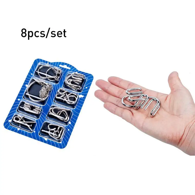 8 Piece Set Puzzle Rings Educational Toys For Developing Intelligence Baffling Puzzle English Version
8 Piece Set Puzzle Rings Educational Toys For Developing Intelligence Baffling Puzzle English Version