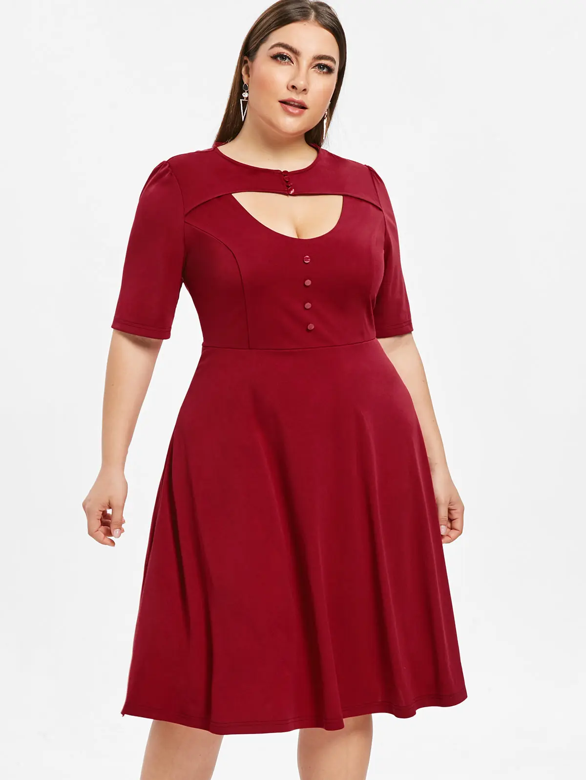 Retro Plus Size Women Vintage Dress Short Sleeve O-Neck Solid Summer Dress Elegant Rockabilly A-Line Party Dress Vestidos Mujer
Retro Plus Size Women Vintage Dress Short Sleeve O-Neck Solid Summer Dress Elegant Rockabilly A-Line Party Dress Vestidos Mujer