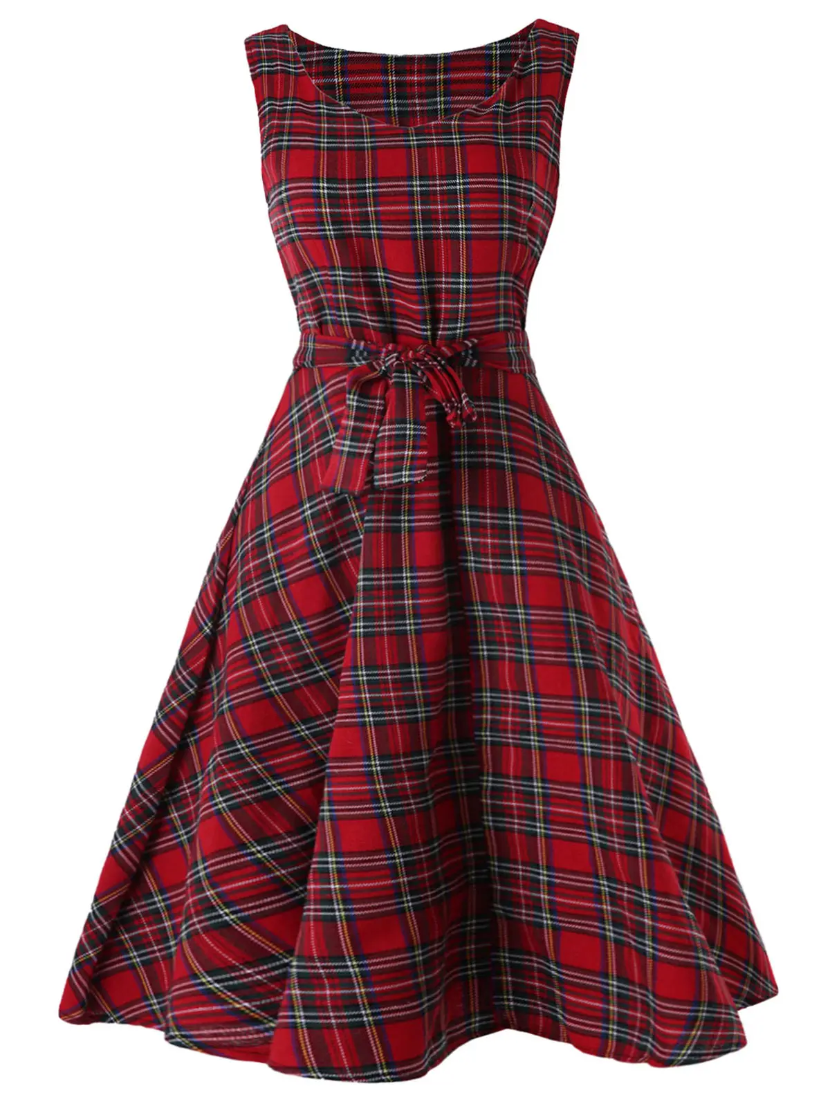 Wipalo Vintage Sleeveless Tartan Mid Swing Dress With Belt Knee-Length Round Collar A-Line Plaid Autumn Female Dresses Vestidos
Wipalo Vintage Sleeveless Tartan Mid Swing Dress With Belt Knee-Length Round Collar A-Line Plaid Autumn Female Dresses Vestidos