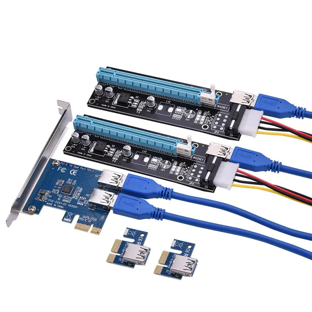 PCI-E to Dual Port PCI-E Extension Card PCI Riser Adapter USB 3.0 for Bitcoin Miner Mining
PCI-E to Dual Port PCI-E Extension Card PCI Riser Adapter USB 3.0 for Bitcoin Miner Mining