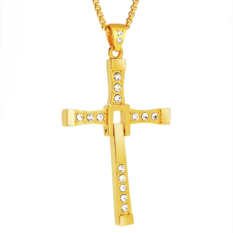Ожерелье с подвеской в виде креста из серебра и золота стиле форсаж кулон фильма