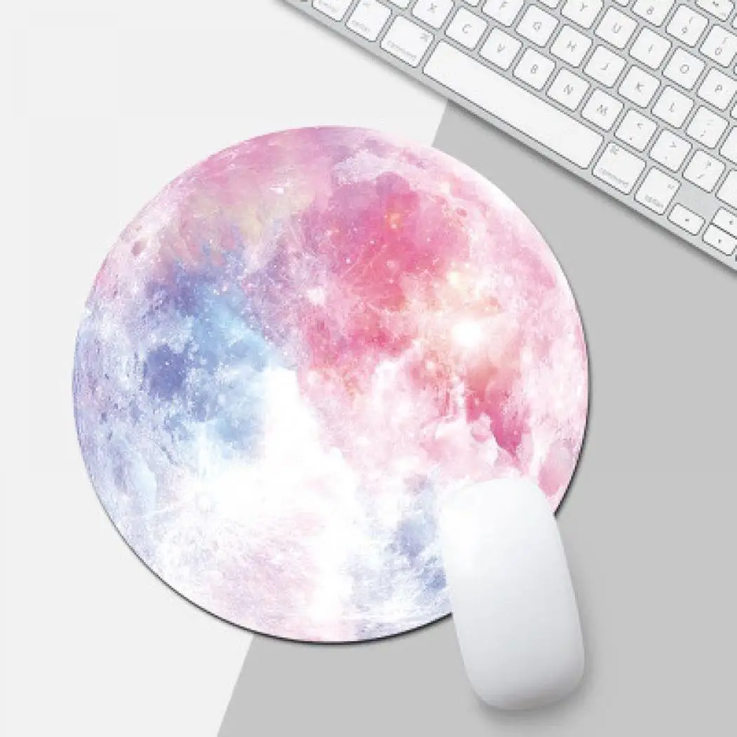 

Beautiful Flamingo Romantic Computer Mouse Padding Mat Ultra Soft Natural Rubber Planet Series Mice Pad Round Gaming Mouse Pads