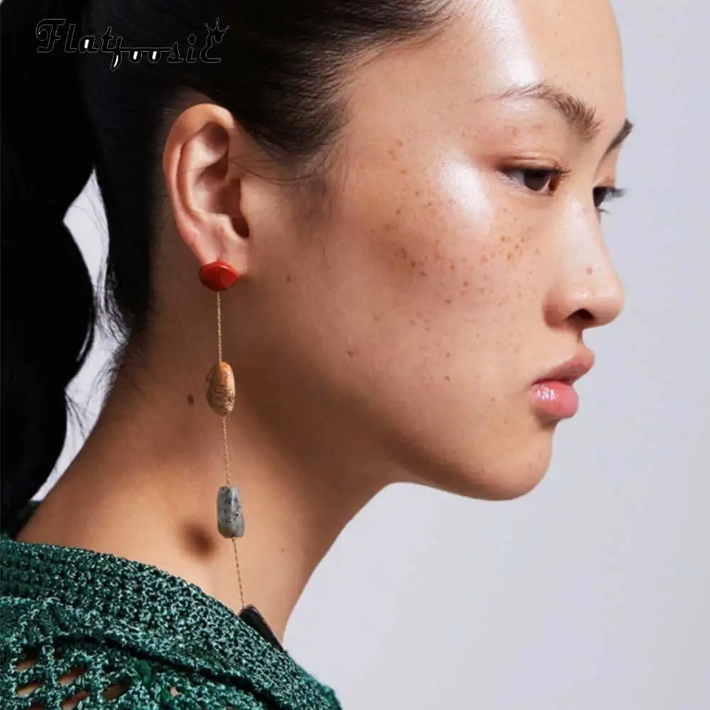 

Flatfoosie Long 2019 New Vintage ZA Drop Earring Jewelry Earrings for Women Fashion Resin Ethnic Statement Dangle Earring Bijoux
