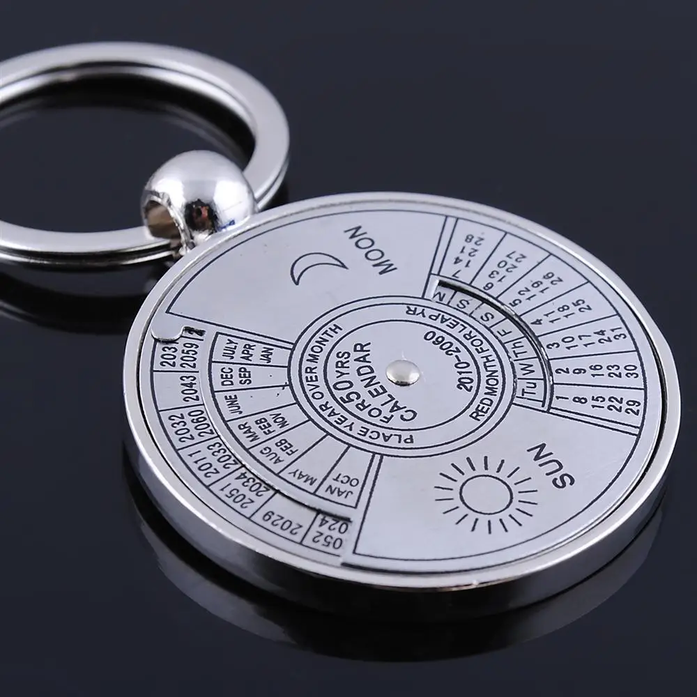 Silver Alloy Round Perpetual Calendar Keychains Personalized Customization Key Ring Creative Gifts Metal Gadgets For Men Jewelry
Silver Alloy Round Perpetual Calendar Keychains Personalized Customization Key Ring Creative Gifts Metal Gadgets For Men Jewelry