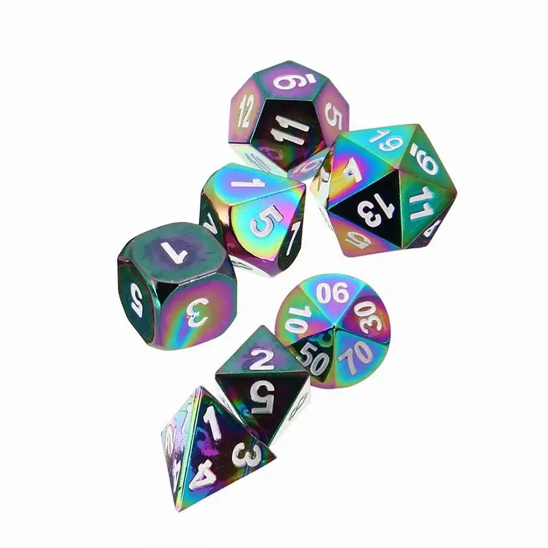 7Pcs/Set New Rainbow Polyhedral Dices Set DND/RPG MTG Role Playing Board Game Colorful Zinc Alloy Dice with Bag
7Pcs/Set New Rainbow Polyhedral Dices Set DND/RPG MTG Role Playing Board Game Colorful Zinc Alloy Dice with Bag