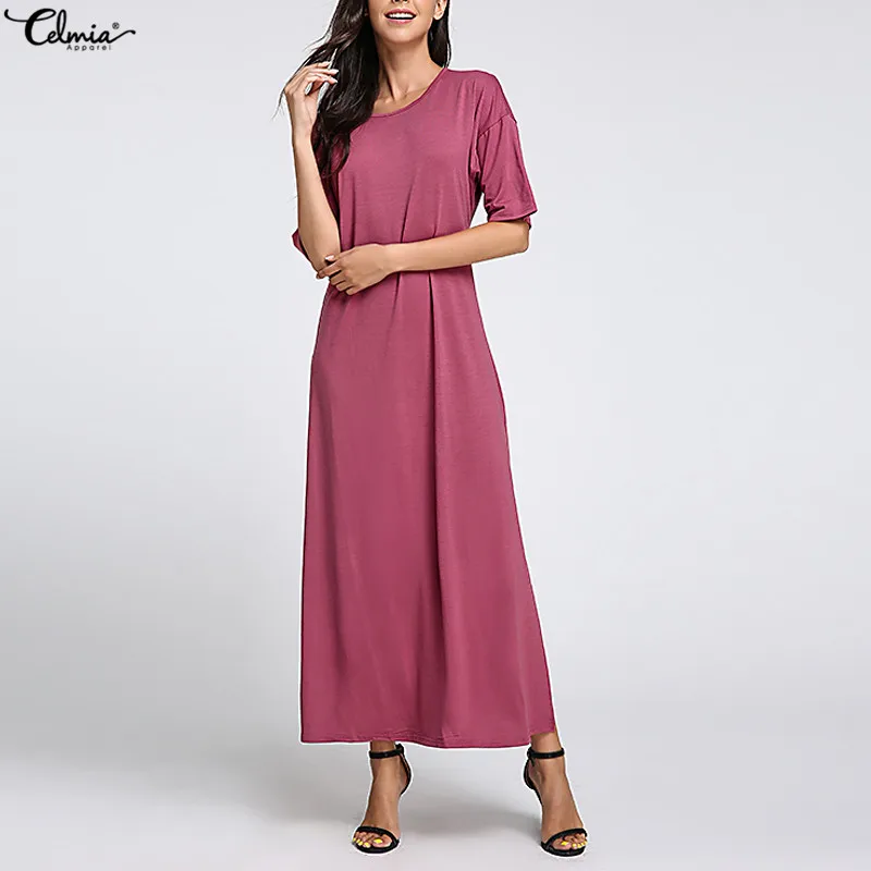 Celmia Women Casual Maxi Dress 2019 Summer O-neck Half Sleeve Loose Long Shirt Sundress High Split Beach Vestidos Plus Size
Celmia Women Casual Maxi Dress 2019 Summer O-neck Half Sleeve Loose Long Shirt Sundress High Split Beach Vestidos Plus Size