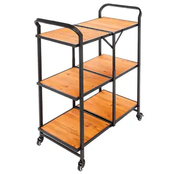 Iron And Wood Foldable Double Layer Multi-function Cart With Wheels Kitchen Tools
Iron And Wood Foldable Double Layer Multi-function Cart With Wheels Kitchen Tools