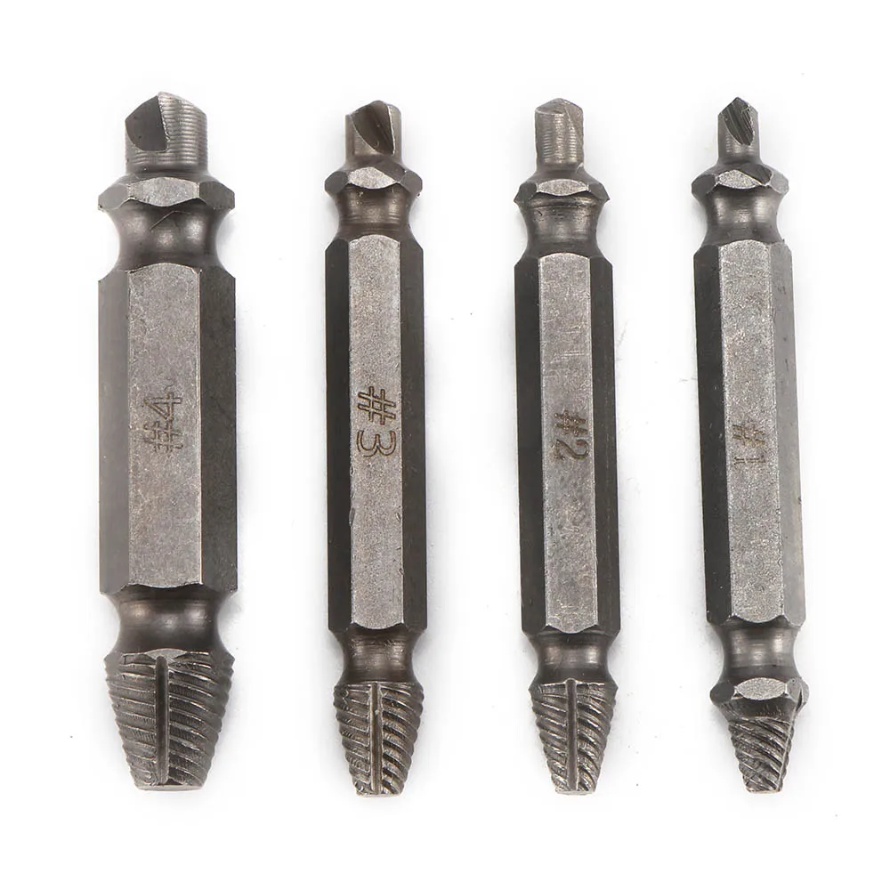4 Pcs Car Repair Tool Set Screw Extractor Drill Bits Remover Double Ended Extractor Kit Guid Broken Damaged Bolt Tool
4 Pcs Car Repair Tool Set Screw Extractor Drill Bits Remover Double Ended Extractor Kit Guid Broken Damaged Bolt Tool
