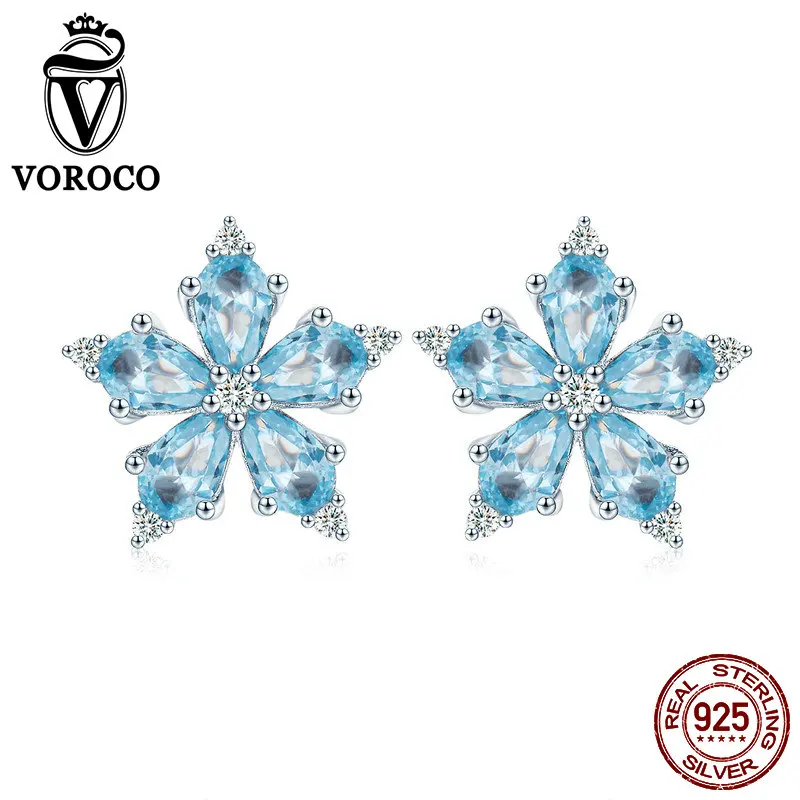 VOROCO 2019 Women Earrings 925 Sterling Silver Tiny Stud Earrings Blue Flower Earrings For Women Fine Silver Jewelry BKE525
VOROCO 2019 Women Earrings 925 Sterling Silver Tiny Stud Earrings Blue Flower Earrings For Women Fine Silver Jewelry BKE525