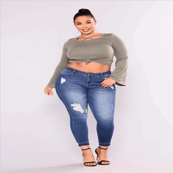 5XL 6XL 7XL Plus Size Blue Jeans Women High Waist Stretch Skinny Jeans Summer Ladies Casual Hole Denim Push Up Pencil Pants
5XL 6XL 7XL Plus Size Blue Jeans Women High Waist Stretch Skinny Jeans Summer Ladies Casual Hole Denim Push Up Pencil Pants