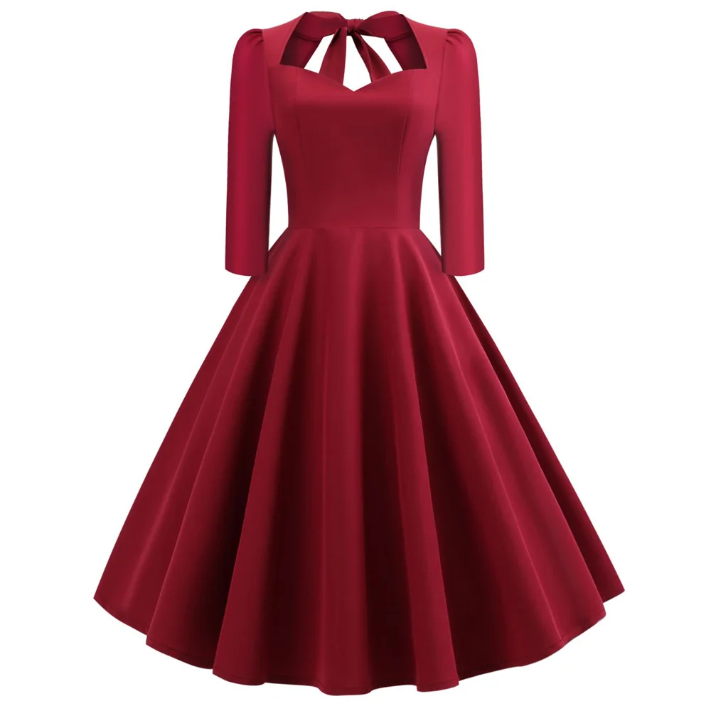 Joineles 3 Solid Colors Women Vintage Dress V Neck Half Sleeves Ties Halter Sexy Retro Dress 60s Rockabilly Swing Party Vestidos
Joineles 3 Solid Colors Women Vintage Dress V Neck Half Sleeves Ties Halter Sexy Retro Dress 60s Rockabilly Swing Party Vestidos