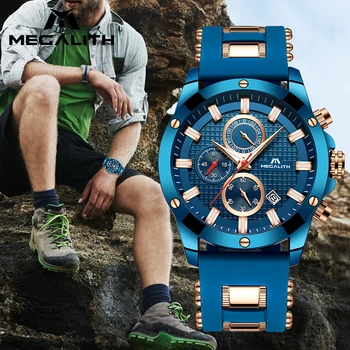 MEGALITH Fashion Sport Quartz Watch Men Waterproof Analogue Chronograph Blue Rubber Strap Military Watches Clock Horloges Mannen
MEGALITH Fashion Sport Quartz Watch Men Waterproof Analogue Chronograph Blue Rubber Strap Military Watches Clock Horloges Mannen