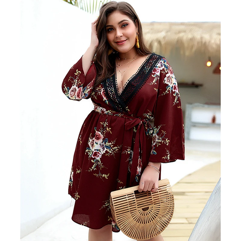 Summer New Women'S Printed Short Sleeved V-Neck Dresses Female'S Casual Plus Size Dresses With Belt Sexy Boho Vestido
Summer New Women'S Printed Short Sleeved V-Neck Dresses Female'S Casual Plus Size Dresses With Belt Sexy Boho Vestido