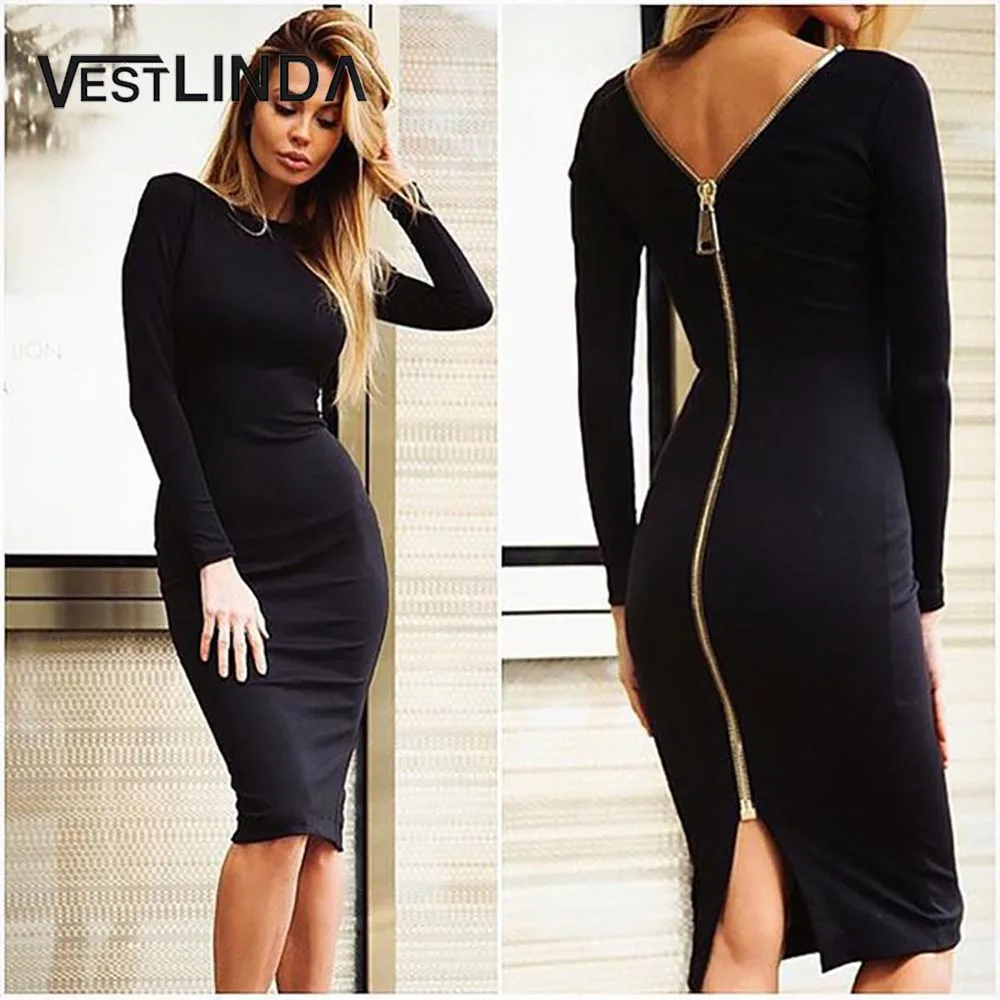 VESTLINDA Bodycon Sheath Dress Little Black Long Sleeve Party Dresses Women Back Full Zipper Robe Sexy Femme Pencil Tight Dress
VESTLINDA Bodycon Sheath Dress Little Black Long Sleeve Party Dresses Women Back Full Zipper Robe Sexy Femme Pencil Tight Dress