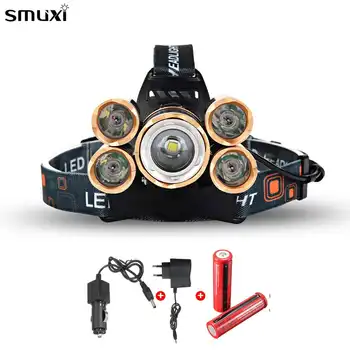 50000lm Headlamp 5*T6 LED Headlight Zoom Fishing Flashlight Torch Head lamp Rechargeable Forehead Light Use 18650 Battery
50000lm Headlamp 5*T6 LED Headlight Zoom Fishing Flashlight Torch Head lamp Rechargeable Forehead Light Use 18650 Battery
