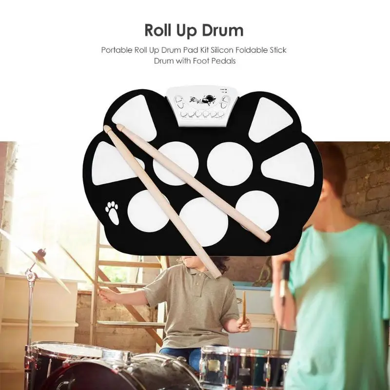 Multifunction Portable Roll Up Drum Pad Kit Silicon Foldable USB Stick Drum with Foot Pedals for Beginners Percussion Instrument
Multifunction Portable Roll Up Drum Pad Kit Silicon Foldable USB Stick Drum with Foot Pedals for Beginners Percussion Instrument