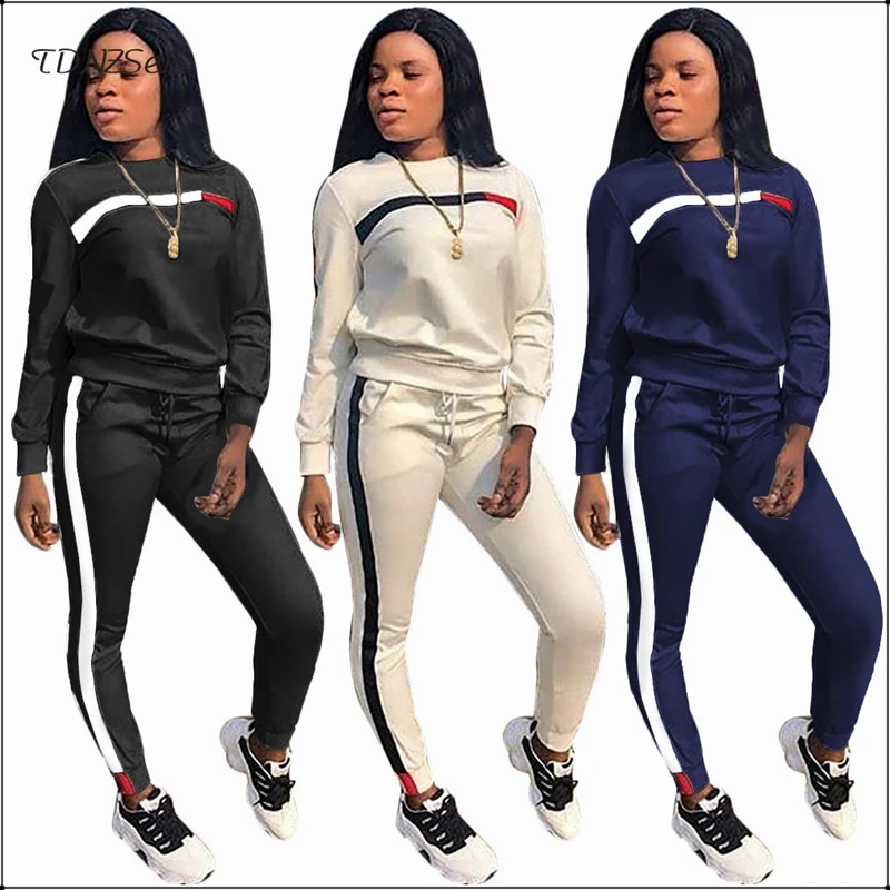 Women Casual Sweatshirt Trouser 2 Piece Sets Long Sleeve O Neck Tops Side Striped Drawstring High Waist Legging Pants 2 Pcs Set
Women Casual Sweatshirt Trouser 2 Piece Sets Long Sleeve O Neck Tops Side Striped Drawstring High Waist Legging Pants 2 Pcs Set