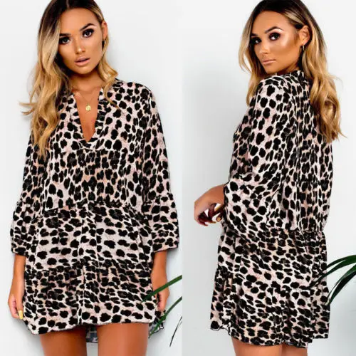 2019 Fashion New Hot Women Leopard Long Sleeve V Neck Casual Evening Party Long Sleeve Dress Tops
2019 Fashion New Hot Women Leopard Long Sleeve V Neck Casual Evening Party Long Sleeve Dress Tops