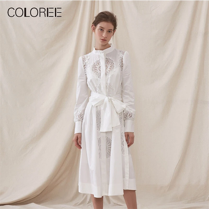 COLOREE Runway Designer Midi Dress 2019 Summer Chic White Elegant Lace Patchwork Lace Up Bow Blet Shirt Dress Office Lady Style
COLOREE Runway Designer Midi Dress 2019 Summer Chic White Elegant Lace Patchwork Lace Up Bow Blet Shirt Dress Office Lady Style