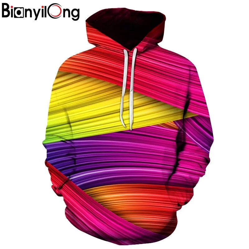 BIANYILONG New Fashion Autumn Winter Thin 3d Sweatshirts Men/Women Hooded Hoodies Print Colorful Striped Hoody Pullover
BIANYILONG New Fashion Autumn Winter Thin 3d Sweatshirts Men/Women Hooded Hoodies Print Colorful Striped Hoody Pullover