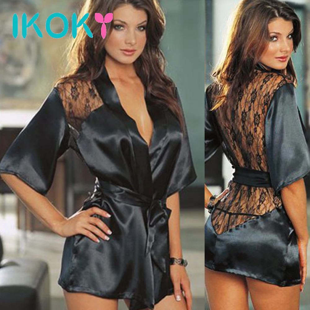 IKOKY Sexy Lingerie Black Lace Robe Intimate Sleepwear Erotic Underwear Sexy Night Gown Chemises Exotic Apparel
IKOKY Sexy Lingerie Black Lace Robe Intimate Sleepwear Erotic Underwear Sexy Night Gown Chemises Exotic Apparel