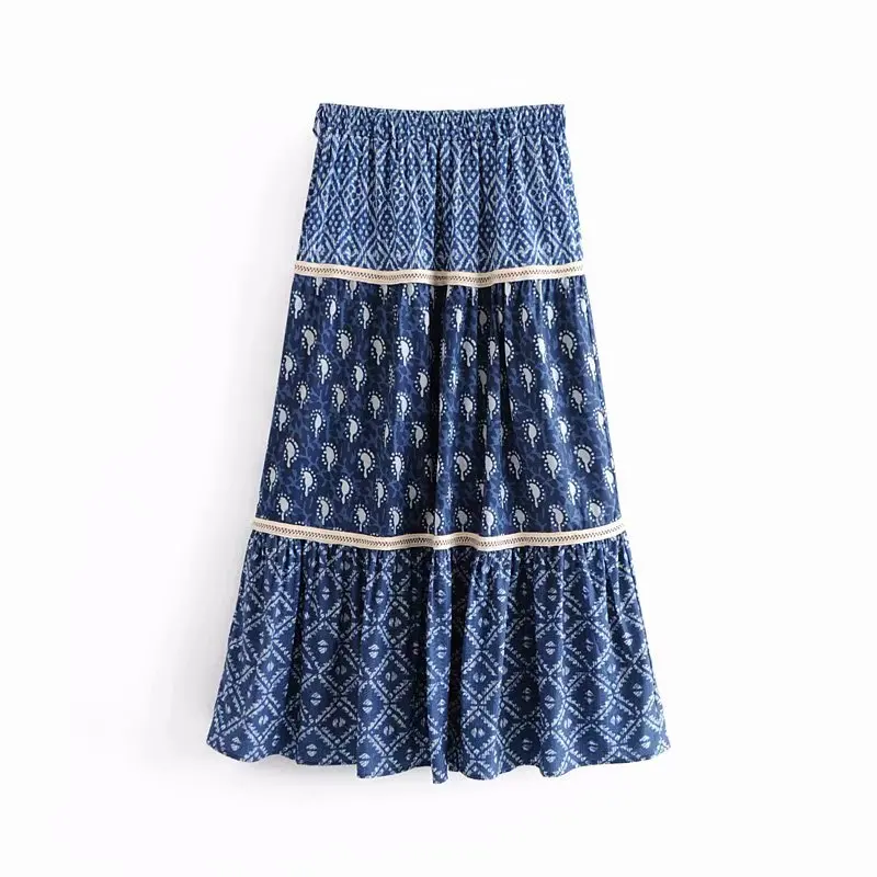 Women Skirts Spring 2019 New Fashion Prints Elastic Waist Patchwork Tape Mid Calf Skirt Female Popular Bottom
Women Skirts Spring 2019 New Fashion Prints Elastic Waist Patchwork Tape Mid Calf Skirt Female Popular Bottom
