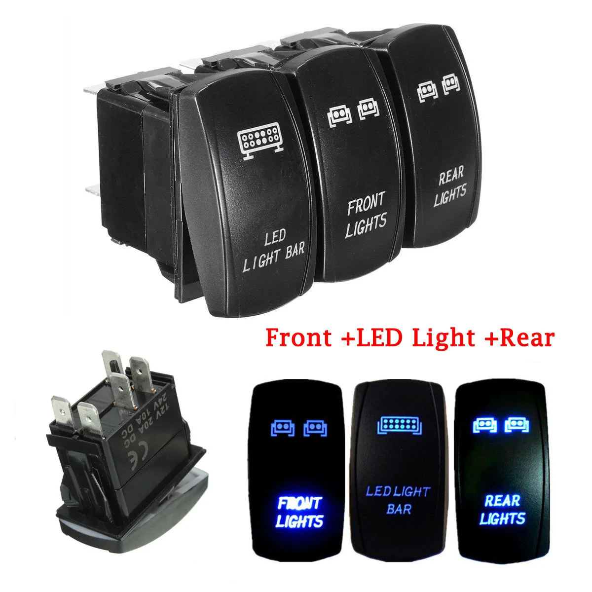 3pcs Rocker Switch Front Rear LED Light Bar Rocker Switch For UTV Polaris RZR 900 1000 Ranger
3pcs Rocker Switch Front Rear LED Light Bar Rocker Switch For UTV Polaris RZR 900 1000 Ranger